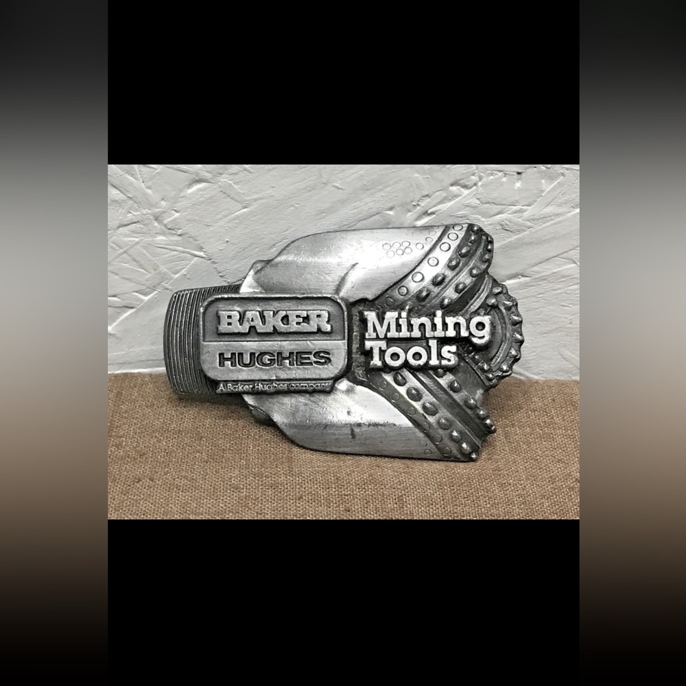 Baker Hughes Mining Tools Belt Buckle A Baker Hughes Company Silver-Toned 6.4 oz